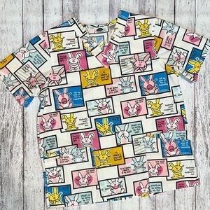 Vibrant Colorful Short Sleeve Medical Scrub with Cartoon Panels